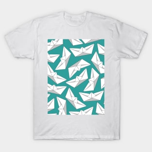 Origami Boat Turquoise T-Shirt